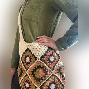 Boho crocheted regular or crossbody bag purse NWOT